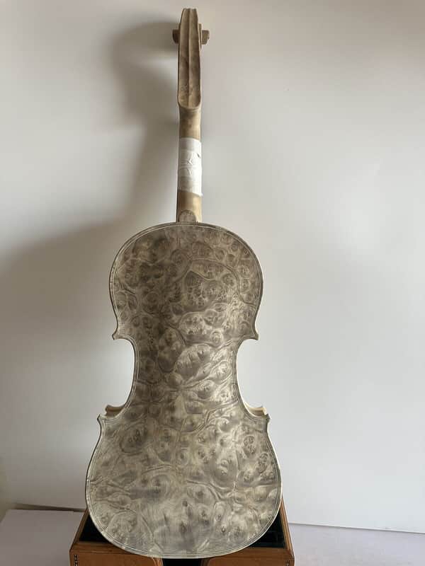 4/4 Violin Unvarnished bird eye maple wood back old spruce top hand carved image 1