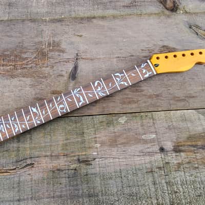 Fatboy tree of life Canadian Maple on rosewood T guitar neck stainless steel frets bone nut image 12