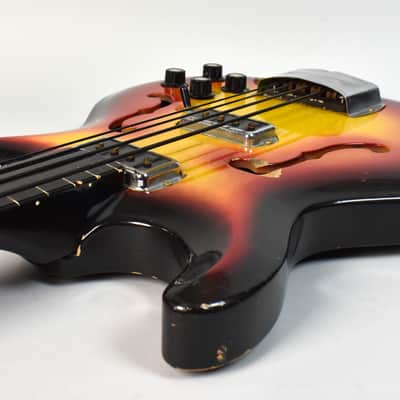 1960's Hohner Bartell Original Vintage Semi-Hollow Fretless Electric Bass Guitar image 8