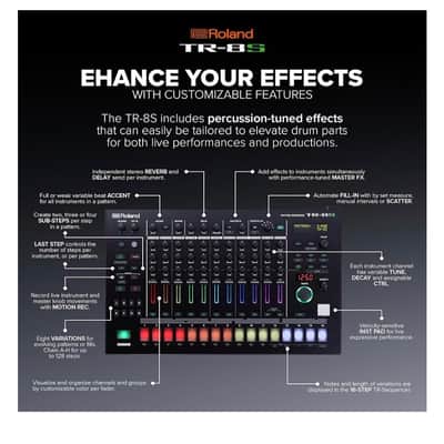 Roland TR-8S AIRA Rhythm Performer with Sample Playback 2018 - Present - Black image 8