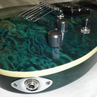 Washburn X-50 Q -Guitars4cancer- Neck-thru body, Quilted Maple Top, Trans Blue, Bound, Buzz Felten image 5