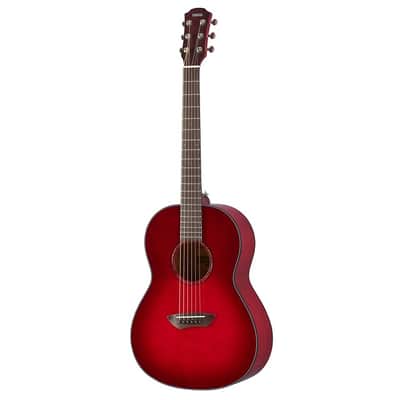 Yamaha Crimson Red Burst Parlor Guitar, Solid Sitka Spruce Top, Mahogany Back And Sides, Srt Passive Pickup image 6
