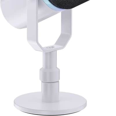 XLR USB Dynamic Microphone with Desktop Stand Gifts for Podcast Recording PC Computer Gaming Streaming Vocal Voice-Over, Studio Metal Mic, RGB Light, Mute Button, Headphones Jack (White) image 1