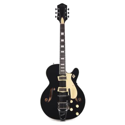 Silvertone 1446 VBK Single Cut Semi-Hollow Electric Guitar w/ Bigsby Vibrato Gloss Black Pre-Order image 4