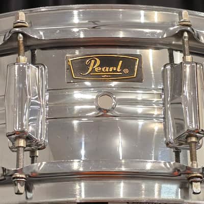 Pearl Stewart Copeland Chrome over brass model B4214 10 lug snare drum 1970s - Chrome image 1