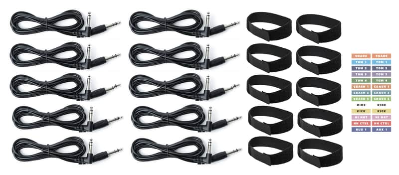 10 Cable Connection Kit for eDRUMin 10 MIDI Drum Trigger Interface image 1