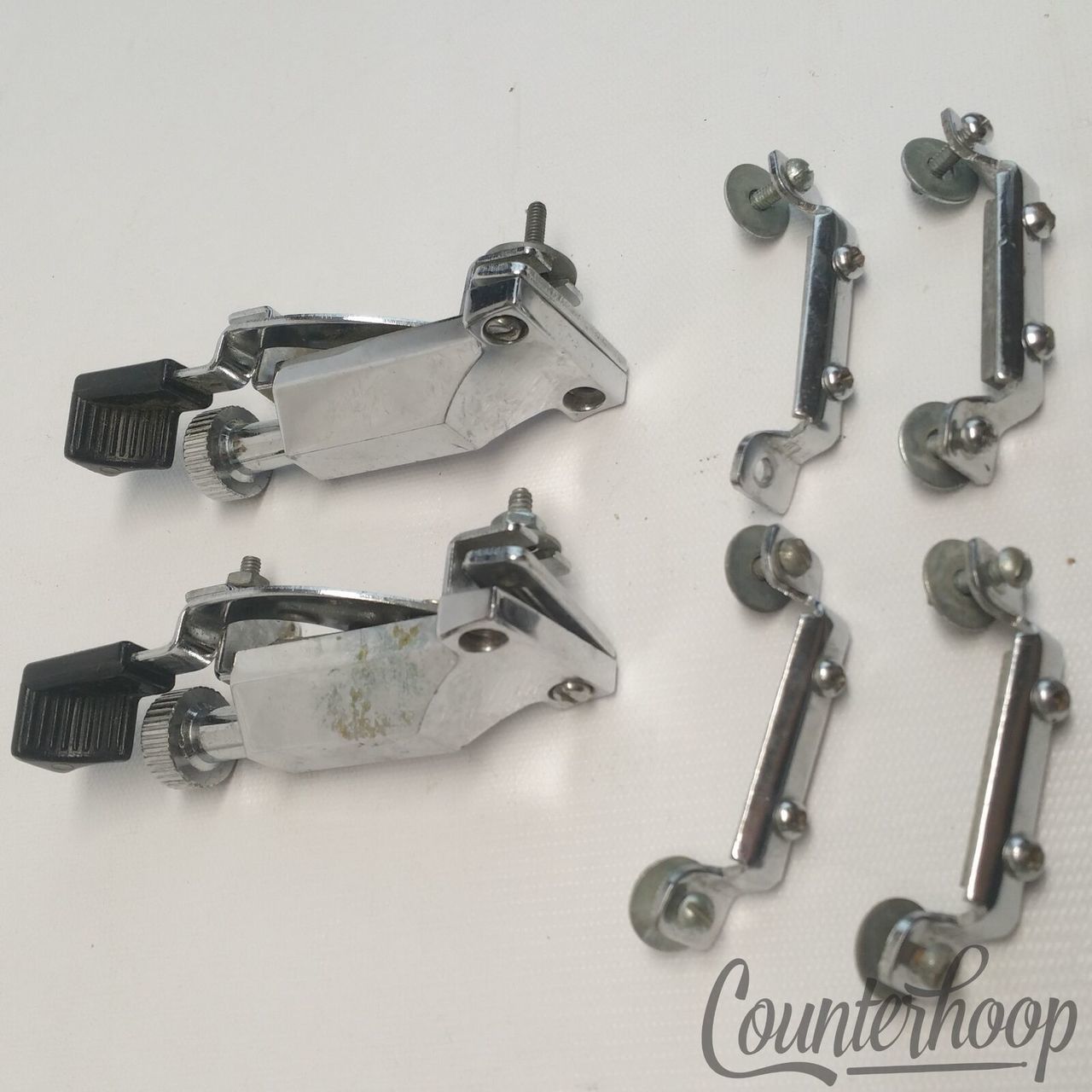Pearl Parts Lot 2x 2 5/8" - 3" Throw-Off/Strainers 4x 2 1/2" Butt Plates Chrome — main photograph