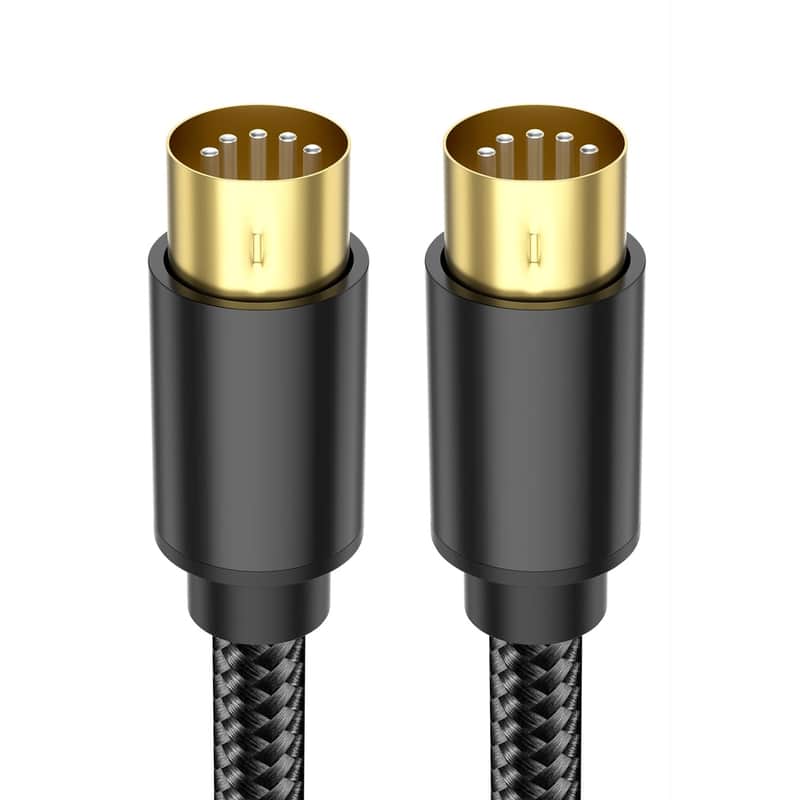 MIDI Cable 8FEET/2.4M, Male to Male 5-Pin MIDI Cable Compatible with MIDI Keyboard, Keyboard Synth, Rack Synth, Sampler, External Sound Card, Sound Source and More-Black image 1