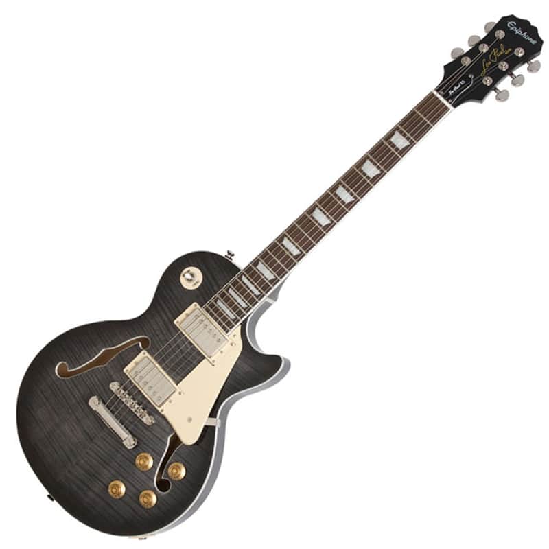 Epiphone Les Paul ES PRO Flame Top Single Cutaway Semi Hollow Electric Guitar Trans Black LP Style image 1