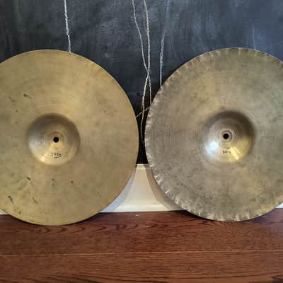 Vintage 1940s A Avedis Zildjian Trans Transition Stamp 13" Hi-hat Cymbals 500g 545g image 2