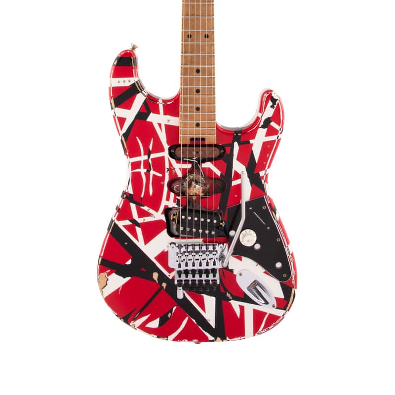 EVH Striped Series Frankenstein Frankie Maple - Red with Black Stripes Relic image 1