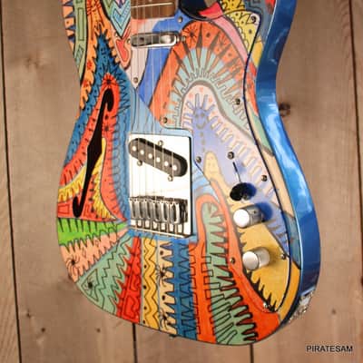 Squier Affinity Telecaster Thinline Custom Art Guitar " Blues Man Coop " image 9