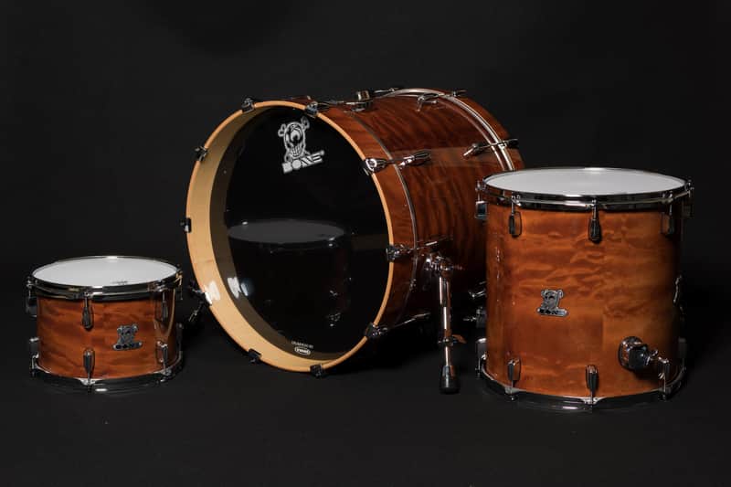 BONE Drums - maple drum set 22/16/12 , Curly Mahogany high gloss lacquer image 1