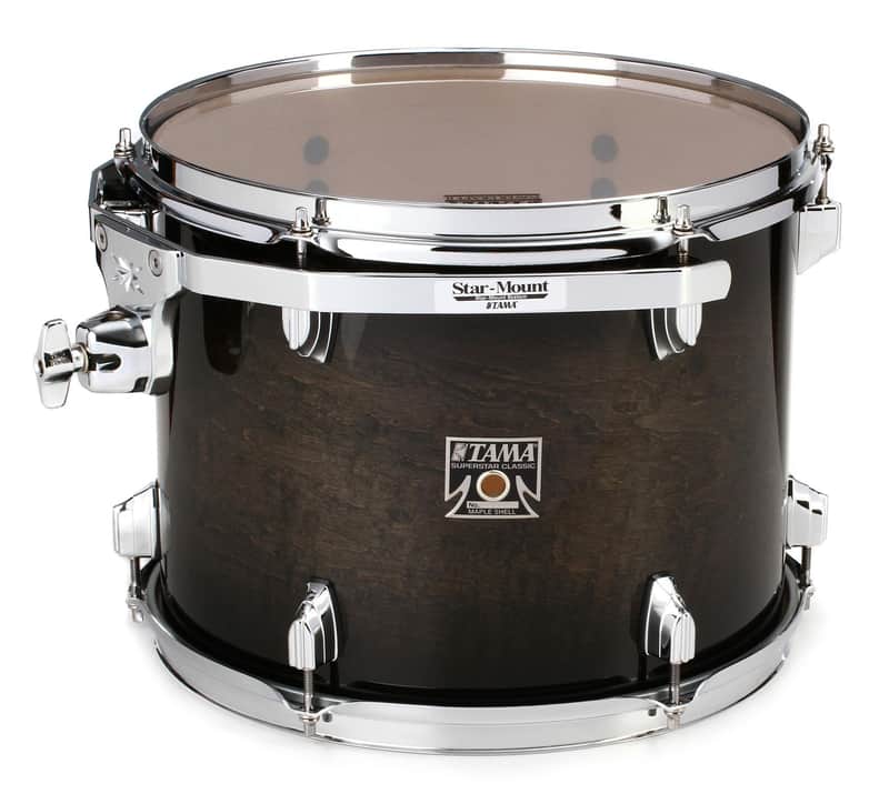 Tama Superstar Classic Mounted Tom - 10 x 13 inch - Transparent Black Burst image 1
