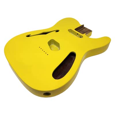 Graffiti Yellow T-Style Thinline Guitar Body – Roasted Ash – Fender-Spec – Semi-Hollow – Boutique Gloss Finish image 3