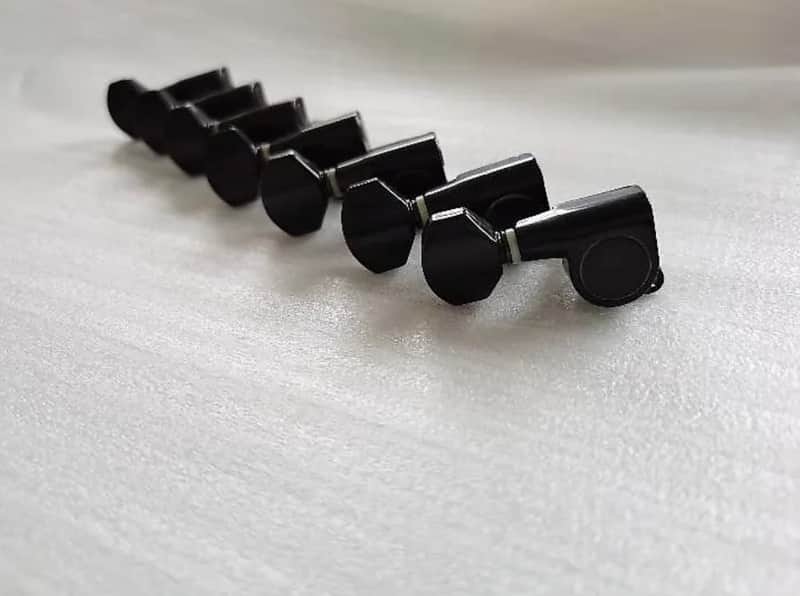 Left Handed 7 String Guitar Inline Tuners Machine Heads Black image 1