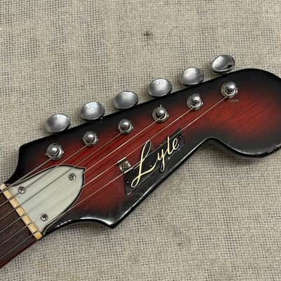 1960’s Lyle 26.5” Scale Baritone Electric Guitar Redburst MIJ Japan Conrad Burns Style RARE Model image 3