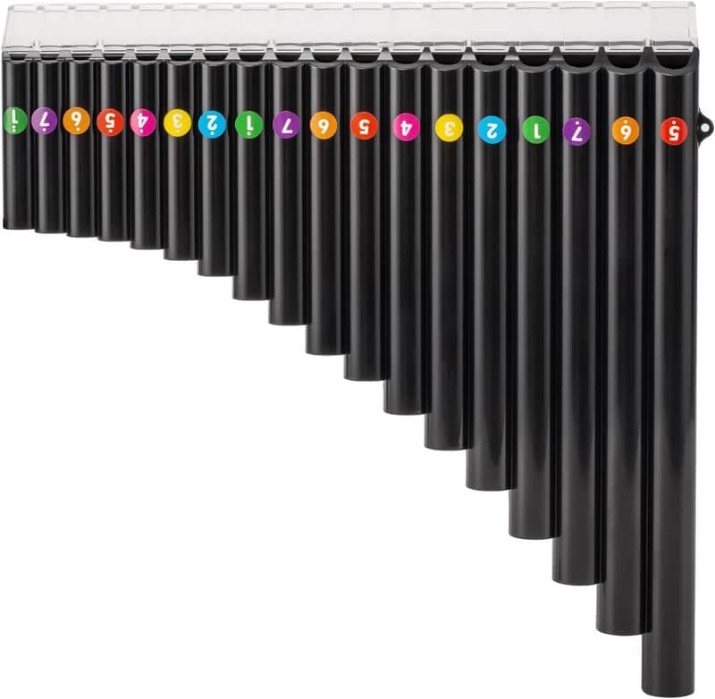 18 Pipes Pan Flute C Key - Beginner-Friendly Instrument with Enhanced Mouthpiece Design for Easy Play, Perfect for Students and Music Enthusiasts, Black image 1