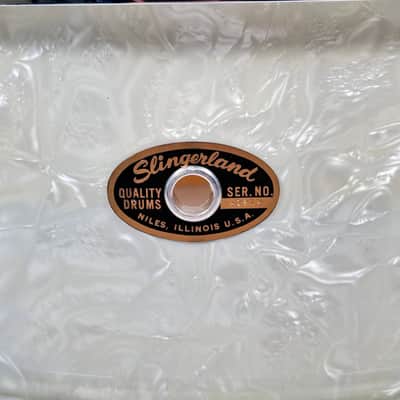 Slingerland 5.5x14" 50's Deluxe Student Model 1-Ply Snare Drum - White Marine Pearl image 11