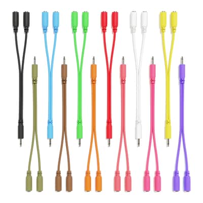 ExcelValley - 12-Pack - Mono Splitter Y Patch Cables - TS 3.5mm 1/8" Eurorack Synth Synthesizer image 1