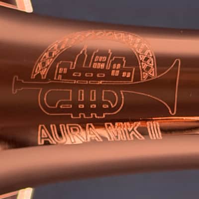 ARCH CITY BRASS AURA MK II JAZZ TRUMPET – COPPER LACQUER – SPECIAL ORDER GOLD BRASS BELL – DELUXE CASE image 4