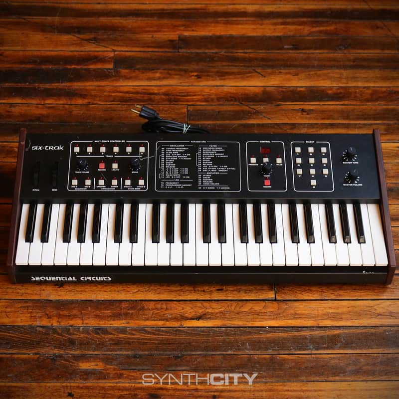 Sequential Six-Trak 49-Key 6-Voice Polyphonic Synthesizer 1984 - 1985 - Black with Wood Sides image 1