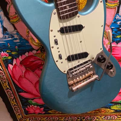 Fender/Warmoth Jag-Stang (w/ Contours) - Teal Green Metallic RELIC by Copacetic Customs image 11