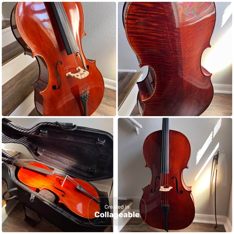 Beautiful 4/4 Panis Angelicus Cello w/ Bow & Hard Rolling Case image 1