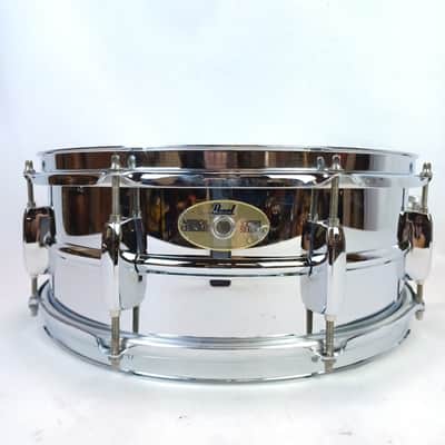 Pearl 5.5x14"Mirror Chrome Steel Shell Snare Drum 8-Lug Remo CS + Ambassador image 1
