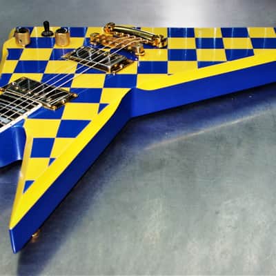 Robin Wedge 1987 Custom.  One of a kind.  Blue Yellow Checkerboard finish. Plays great. Rare. Cool+ image 18