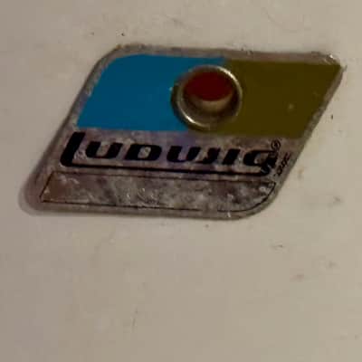Ludwig 15" Marching Snare Drum Shell Vintage Blue and Olive Badge - White image 2