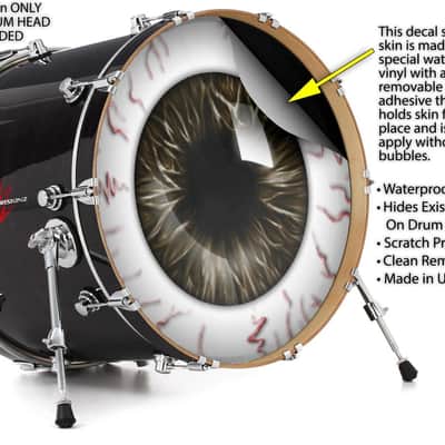 Skin Decal fits 24" Bass Kick Drums Eyeball Brown image 2