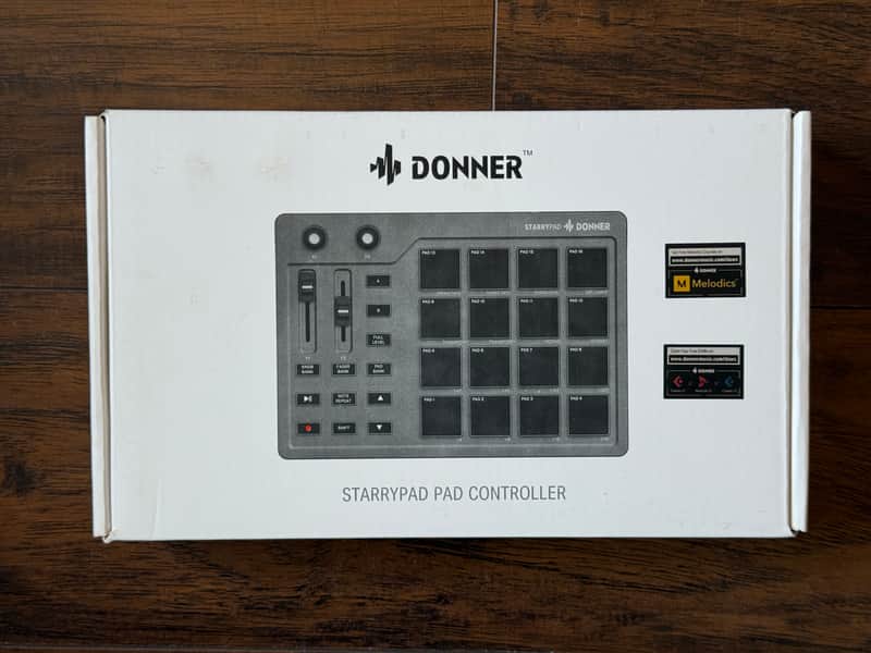 Donner MIDI Pad Beat Maker Machine Professional, Drum Machine with 16 Beat Pads, 2 Assignable Fader & Knobs and Music Production Software image 1