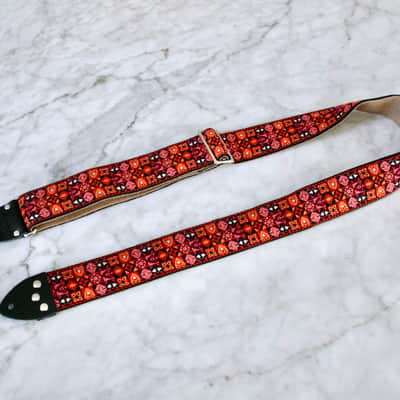 Vintage 70s Burgundy 'Woodstock' Guitar Strap Replica image 3