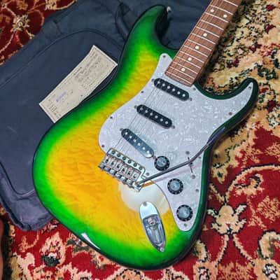 *RARE* 2013 Fender Stratocaster '62 Reissue ST62QT-YLM Yellow Lime Burst, High Grade Quilt Maple Top, Non-Catalog w/ Hangtags, MIJ Fujigen image 2
