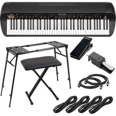 Korg SV-2 73-Key Vintage Stage Piano (Black) (Korg DS-2H Pedal Included), Neewer Keyboard Stand, Bench, Nektar NX-P, (4) 1/4 Cables, (2) Midi Cables Bundle