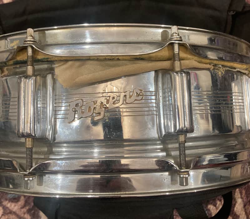 Rogers "7-Line" Dyna-Sonic 5x14" Brass Snare Drum with "Beavertail" Lugs 1963 - 1967 - Chrome image 1