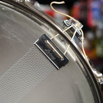 1970s Ludwig USA Acrolite 5x14" Aluminum Snare Drum w/ Blue & Olive Badge image 10