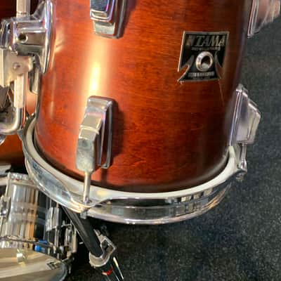 Vintage 1980's TAMA Royalstar 7-Piece 8/10/12/13/16/22 Drum Kit Set in Super Mahogany Satin w/ Metal Snare Drum image 5