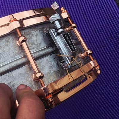 Ludwig LM400 prototype AVH Limited Edition Alex Van Halen Signature Supraphonic 6.5x14" 10-Lug Aluminum Snare Drum with Tube Lugs, Copper Hardware 2017 - Raw Aluminum image 3