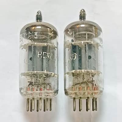 Matched pair Hewlett Packard Amperex 12AX7A ECC83 electron tube image 2