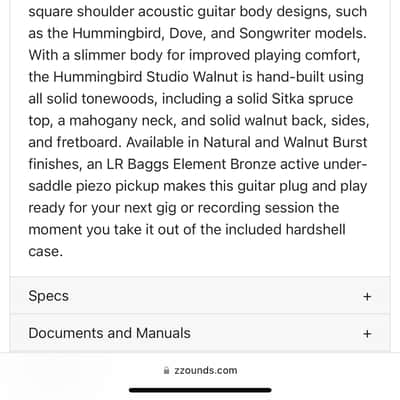 Gibson Hummingbird Studio Walnut Acoustic- Electric Guitar w/ Case image 3