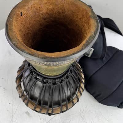Africa Child Handmade Djembe 9 in Hand Carved With Carrying Case Needs New Skin image 1