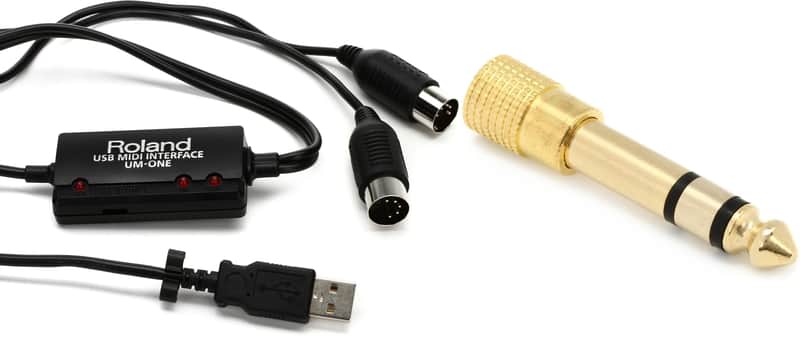Roland UM-ONE mk2 USB MIDI Interface  Bundle with Hosa GHP-105 1/4 inch TRS Male to 3.5mm TRS Female Headphone Adapter image 1