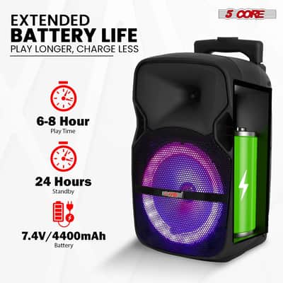 5 Core Party Speaker w Microphone 400W Big Rechargeable Bluetooth Loud PA DJ Karaoke System w Stand-ACTIVE HOME 10 2-MIC image 5