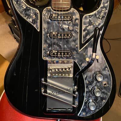 Burns Black Bison with Scroll Headstock, 3 Rez-O-Matik Pickups, Blue Shell Pickguard, Plek’d beautiful fingerboard, all Original! image 7