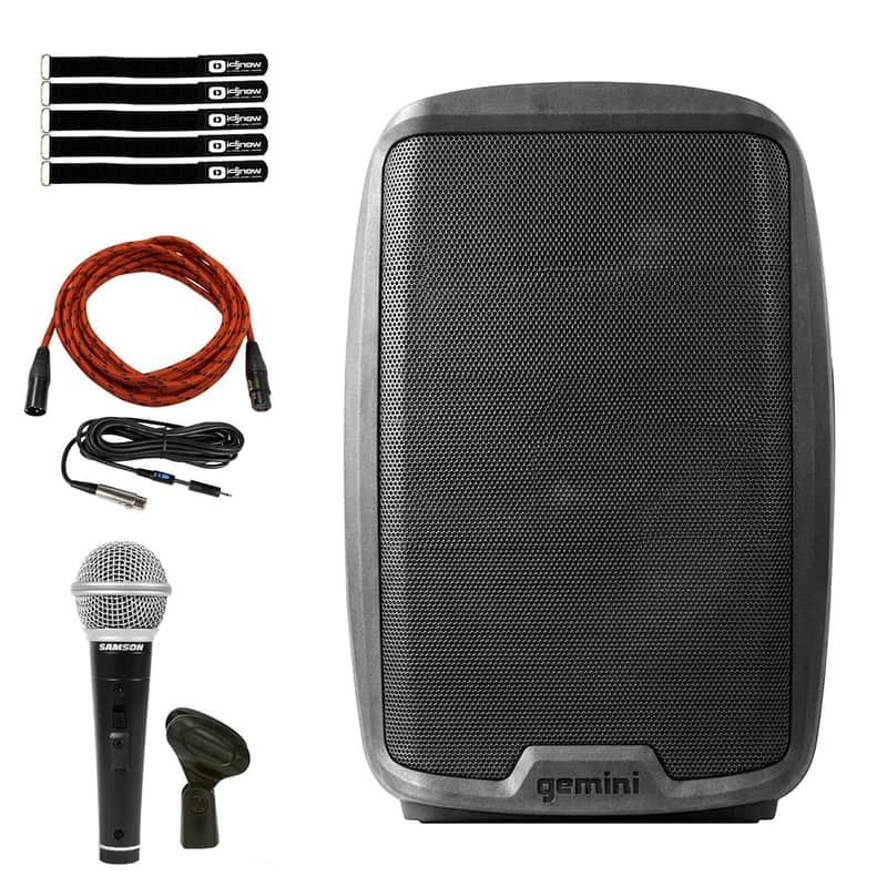 Gemini AS-2112BT 12" Active/Powered Portable DJ PA Party Speaker w Cover Mic Pack image 1