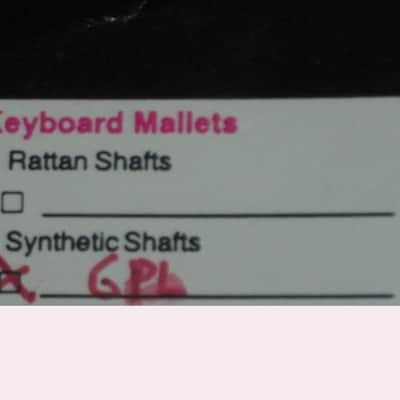 one pair new old stock Gambal GPL(UG13GPLXX) Percussive Keyboard Mallets (for xylophones and glockenspiels), 1 inch Clear (but cloudy) Hard Nylon Ball Heads with Black Synthetic Shafts, with original packaging - from 1990s - early 2000s image 3