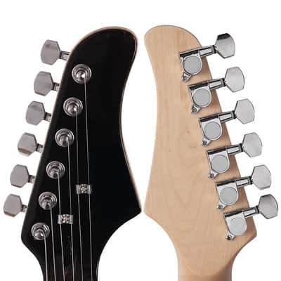 Cxxss Lightning Style Electric Guitar with Power Cord/Strap/Bag/Plectrums Black & Dark Blue image 13