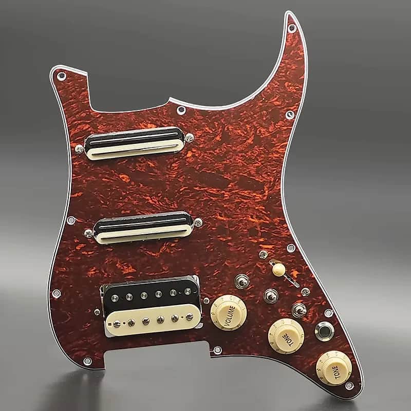 HSS Dual Blades Pickups Guitar Strat Style Loaded Prewired Pickguard in Red Tortoise Shell image 1